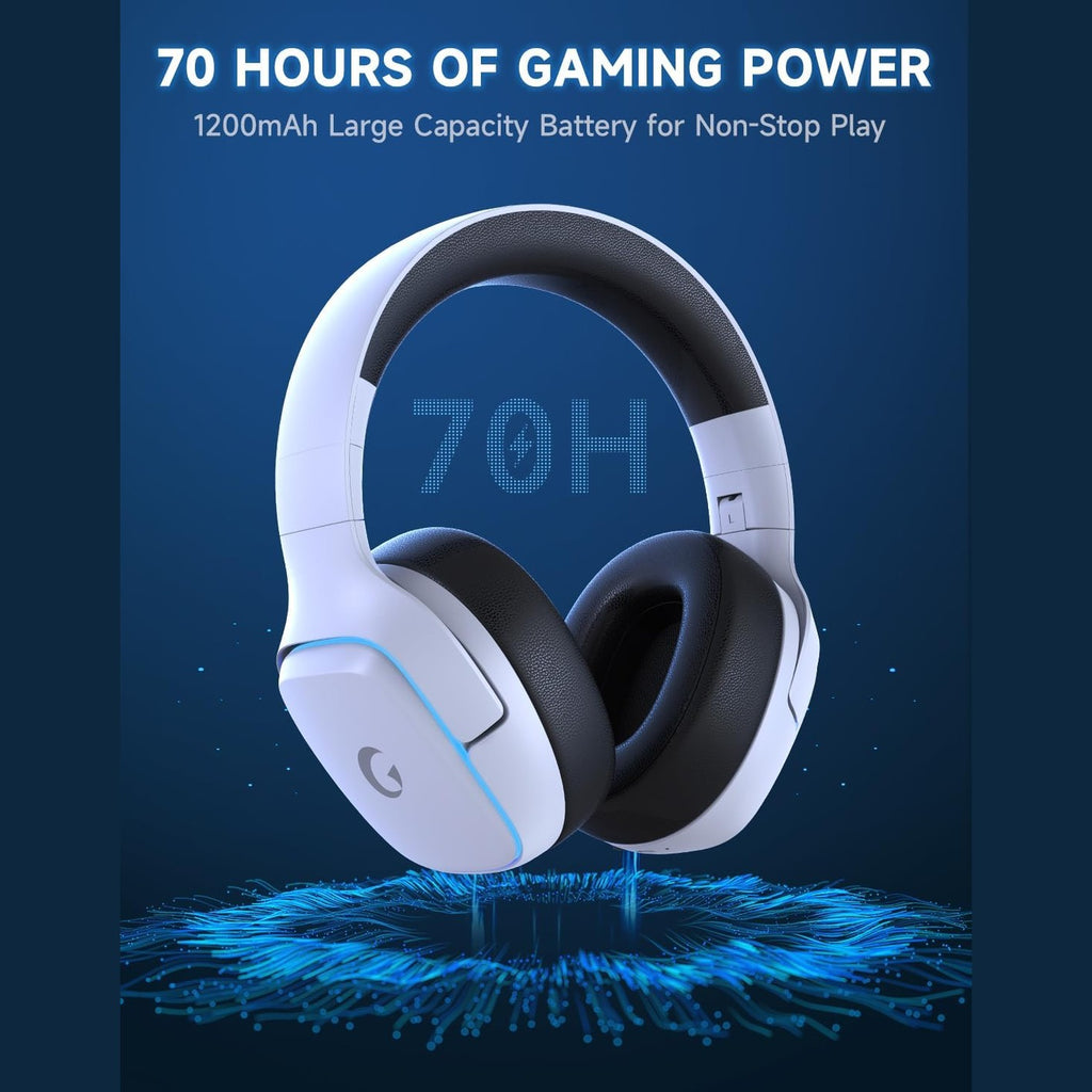 Gvyugke 2.4GHz Wireless Gaming Headsets for Switch, PC, PS5, PS4 - Bluetooth 5.3 Gaming Headphones with Noise Canceling Mic, 7.1 Surround Sound, 70H Battery, Game Lighting - Blue