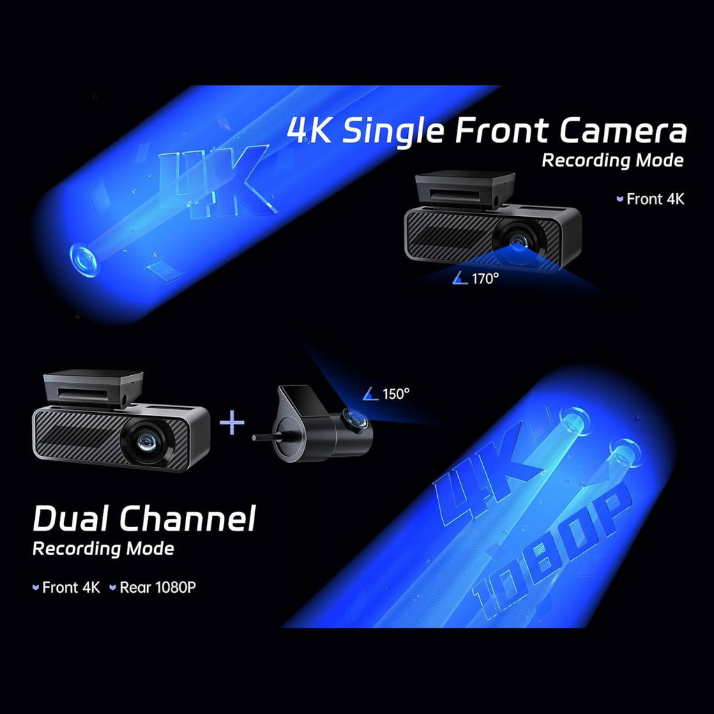 pelsee 4K Dash Cam Front and Rear, 64GB SD Card, 4K+1080P Dual Dash Camera for Cars, Wi-Fi & App Control, 1.5’’IPS Display Car Camera, Voice Control, Night Vision, 24H Parking Mode, G-Sensor