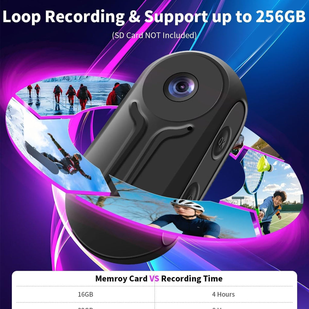 Nisanuki Mini Action Cam, 120° Action Camera Sports Camera with Screen, 1080P HD Body Cam Magnetic Camera with Night Vision Camcorder for Motorcycle Helmet Bike Inch Vlog