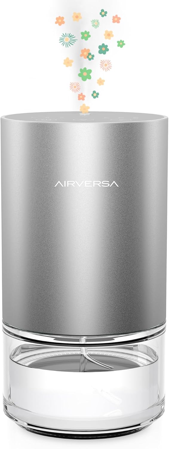 Airversa Essential Oil Diffuser Waterless Aromatherapy Diffusers for Home Large Room, Bedroom, Car, Office, Desk, Battery Operated, Small Diffuser for Pure Scent, 100ml Capacity, AN9 (Space Grey)