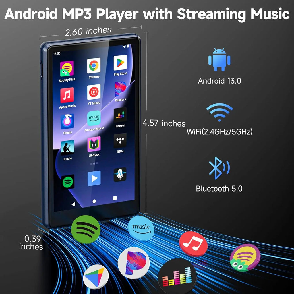 160GB Android MP3 Player with Bluetooth and WiFi, 4.5" Touchscreen MP4 Music Player with Spotify, Amazon Music, YouTube, Google Play, Speaker, Parental Control, HiFi Audio, FM Radio, Up to 1TB
