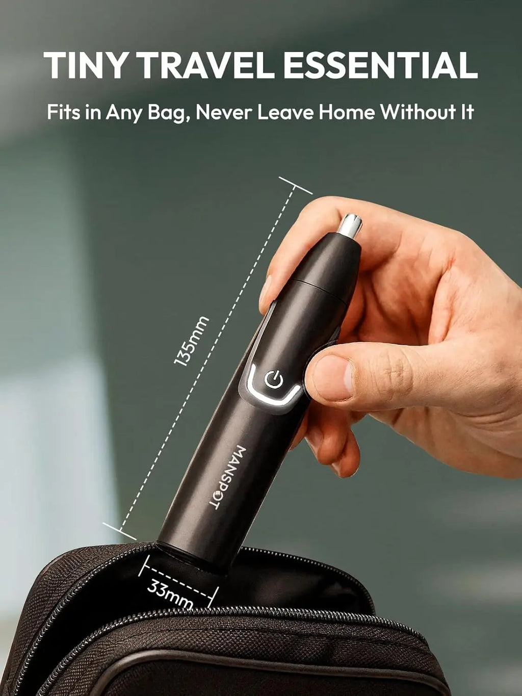 MANSPOT Nose & Ear Hair Trimmer for Men – Painless Nose Hair Trimmer Rechargeable with 8000-RPM Powerful Motor, Dual-Edge Blades, IPX6 Waterproof, USB-C Charging, 90min Runtime & Detachable Head