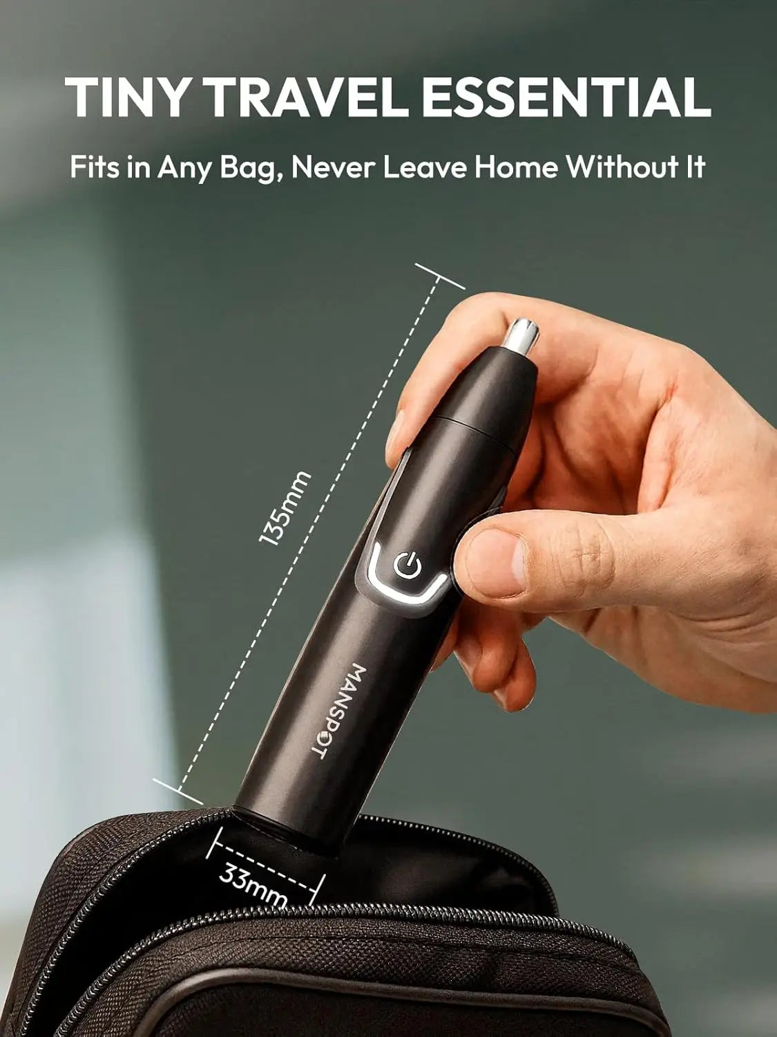 MANSPOT Nose & Ear Hair Trimmer for Men – Painless Nose Hair Trimmer Rechargeable with 8000-RPM Powerful Motor, Dual-Edge Blades, IPX6 Waterproof, USB-C Charging, 90min Runtime & Detachable Head
