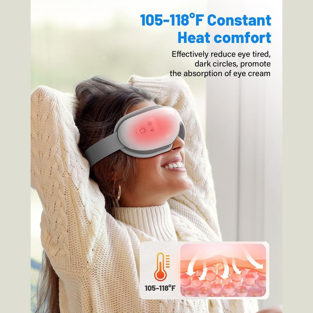 Eye Massager with Heat, Eye Care Face Massager, Heated Eye Mask with Bluetooth Music, Eye Machine for Relax Eye Strain Dark Circle Eye Bags, Gifts for Men/Women