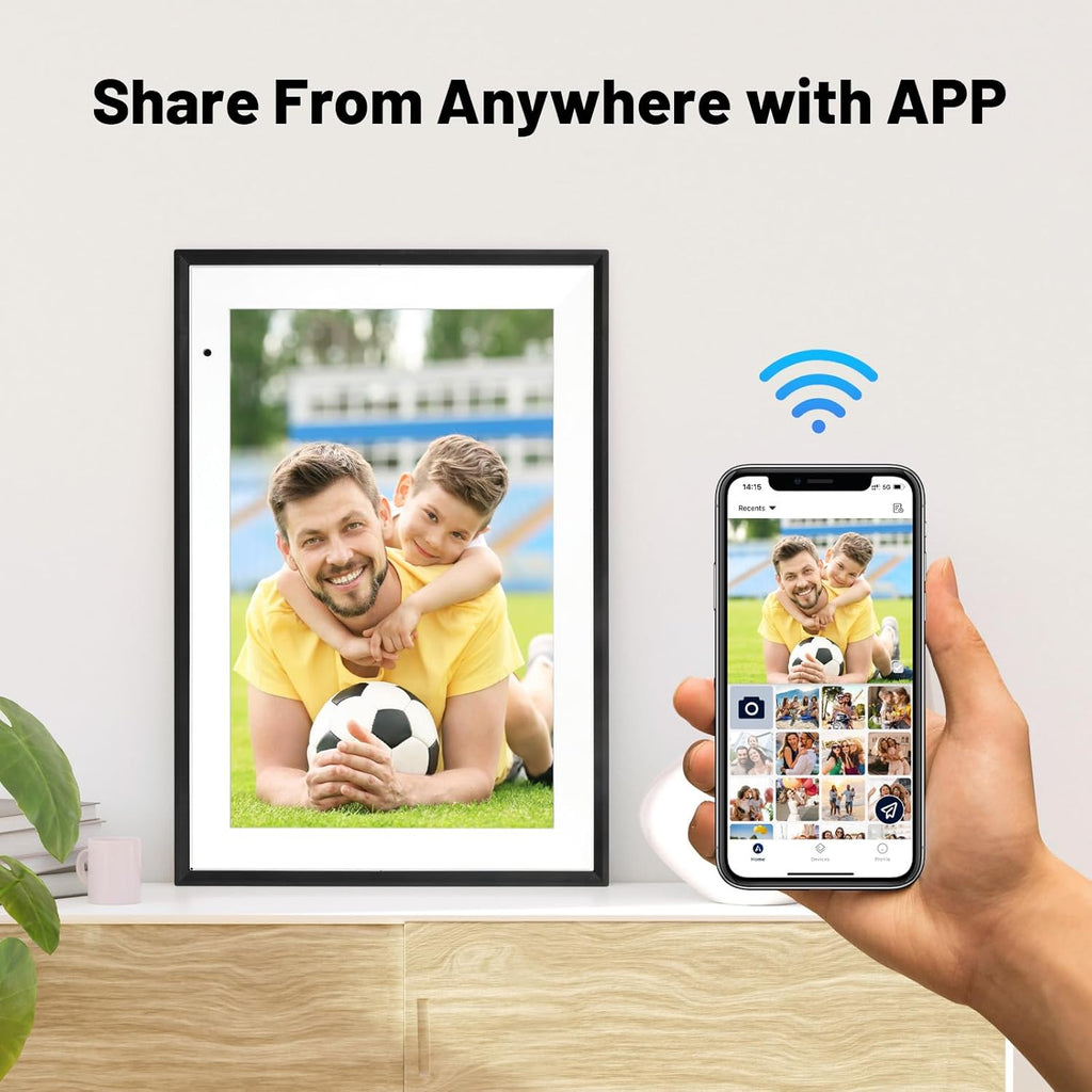 AEEZO Digital Picture Frame WLAN, 10.1 Inches Digital Photo Frame Built in 32GB Memory,1280 x 800 IPS Touchscreen Electronic Photo Frame,Automatic Rotation, Easy Setup and Share Photos or Videos