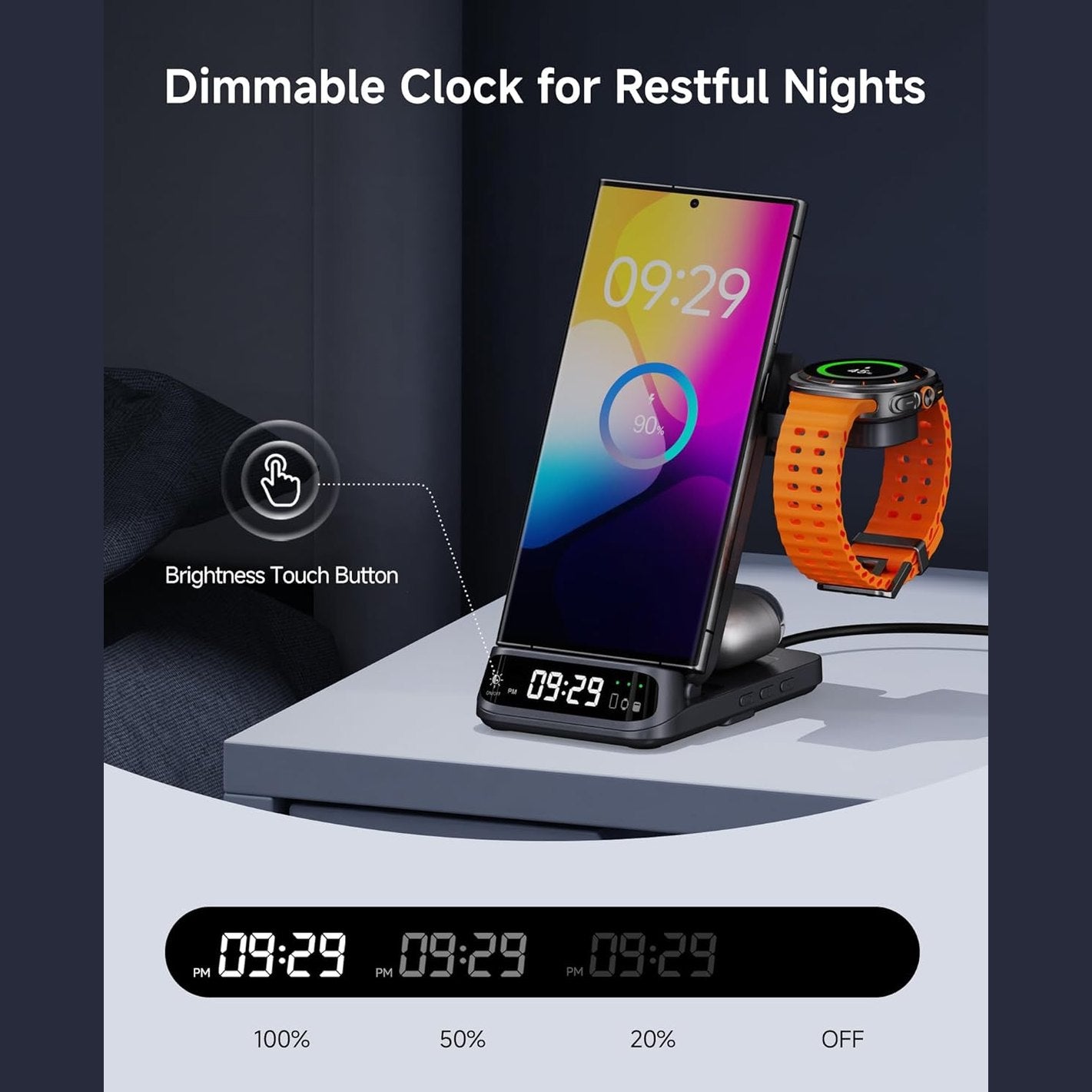 Wireless Charging Station for Samsung, 3 in 1 Wireless Charger for Samsung S25/S24/S23/Z Flip/Z Fold, for Galaxy Watch 8 Classic/8/Ultra/7/FE/6/5, SwanScout 708S (NO Adapter)