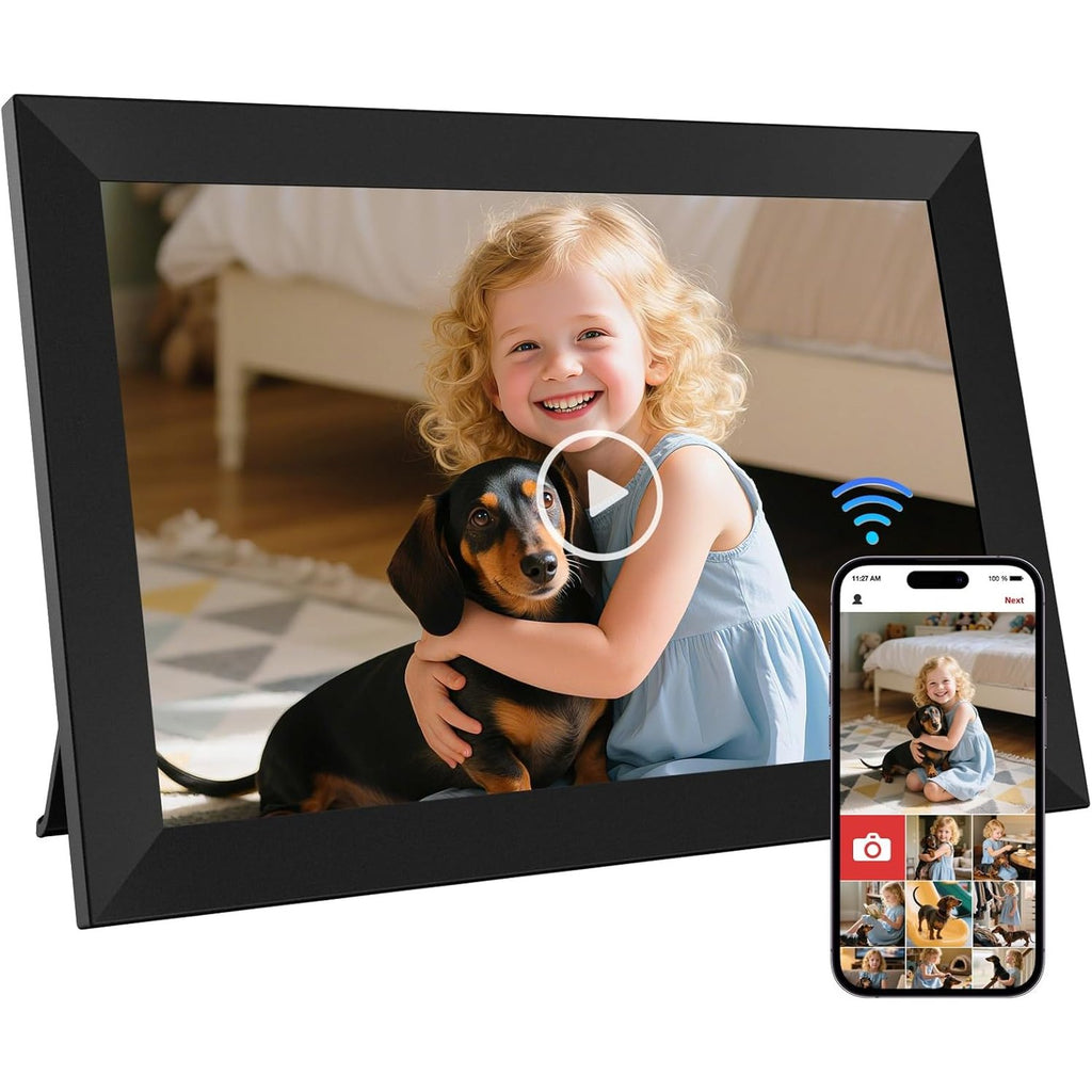 GGUA 10.1 Inch Digital Photo Frame Wifi Built in 32GB Memory, 1280x800 IPS LCD Touchscreen, Auto-Rotate and Audio, Quick and Easy Share Photos or Videos via the Frameo App, the Best Choice for Gifting