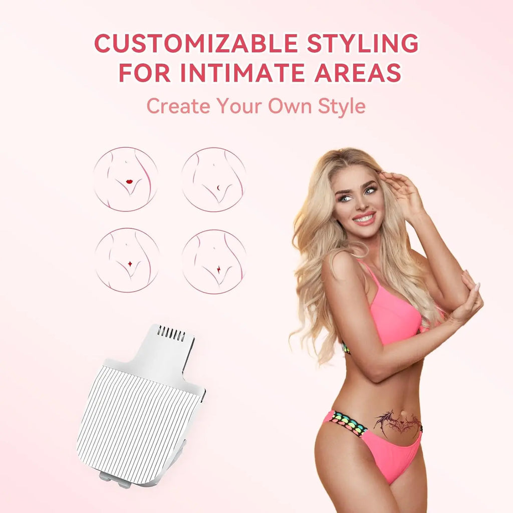 White electric bikini trimmer for customizable intimate styling designs