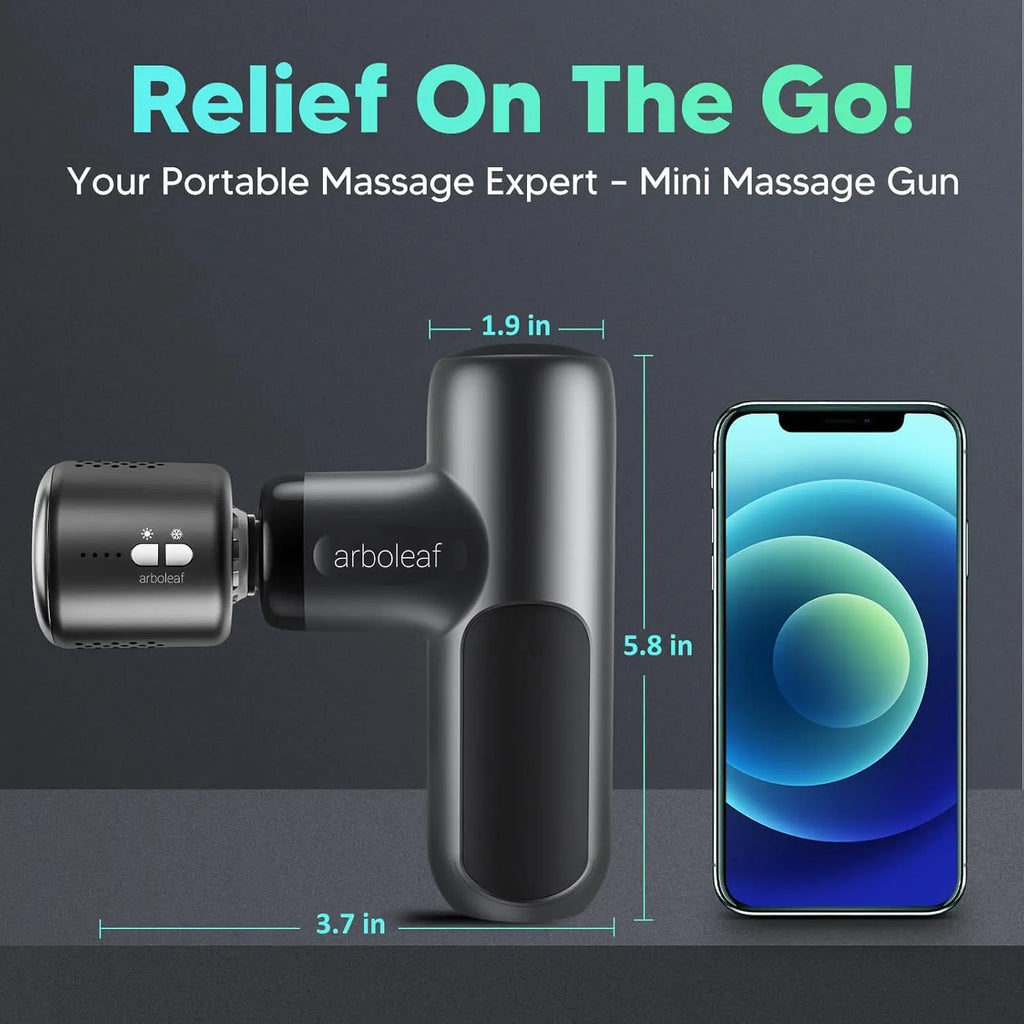 Mini Massage Gun Heat and Cold, arboleaf Portable Massage Gun Deep Tissue with Case, 3200rpm Powerful Muscle Massager Gun for Back and Neck Pain Relief, Super Quiet, Type-C Charging