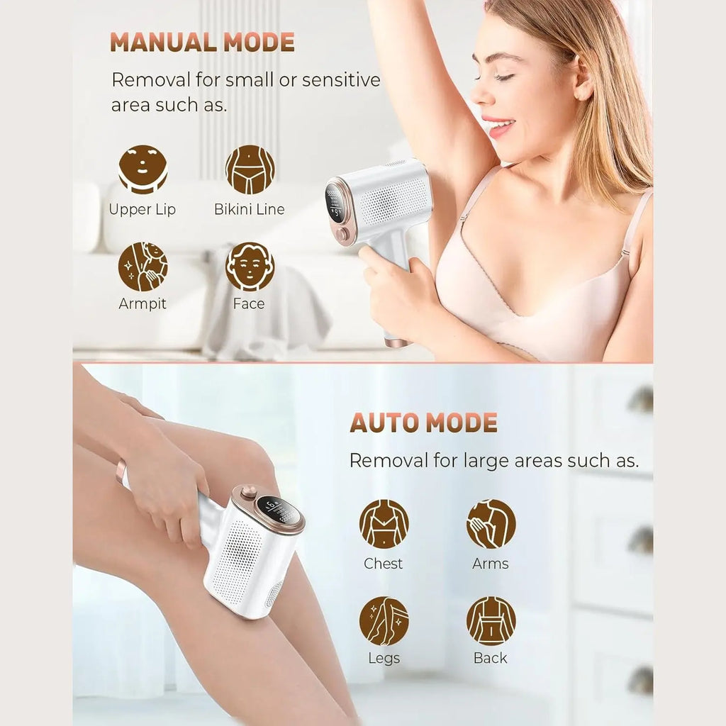 VivaEase Laser Hair Removal, 999,900+ Flashes IPL Hair Removal Device for Women and Men, Ice-Cooling Painless Laser Hair Removal, At-Home Hair Remover for Armpits Back Facial Legs Arms Bikini Line