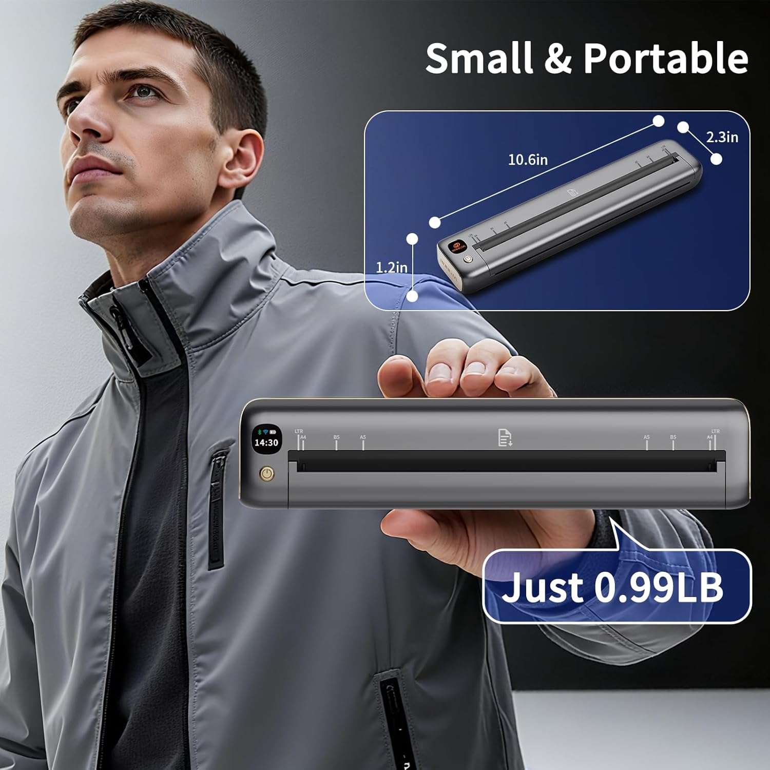 Rongta Portable Printer Wireless for Travel, Inkless Thermal Printer, Compatible with Android,iOS & Laptop, Small Bluetooth Mobile Printer for School/Office/Home Use