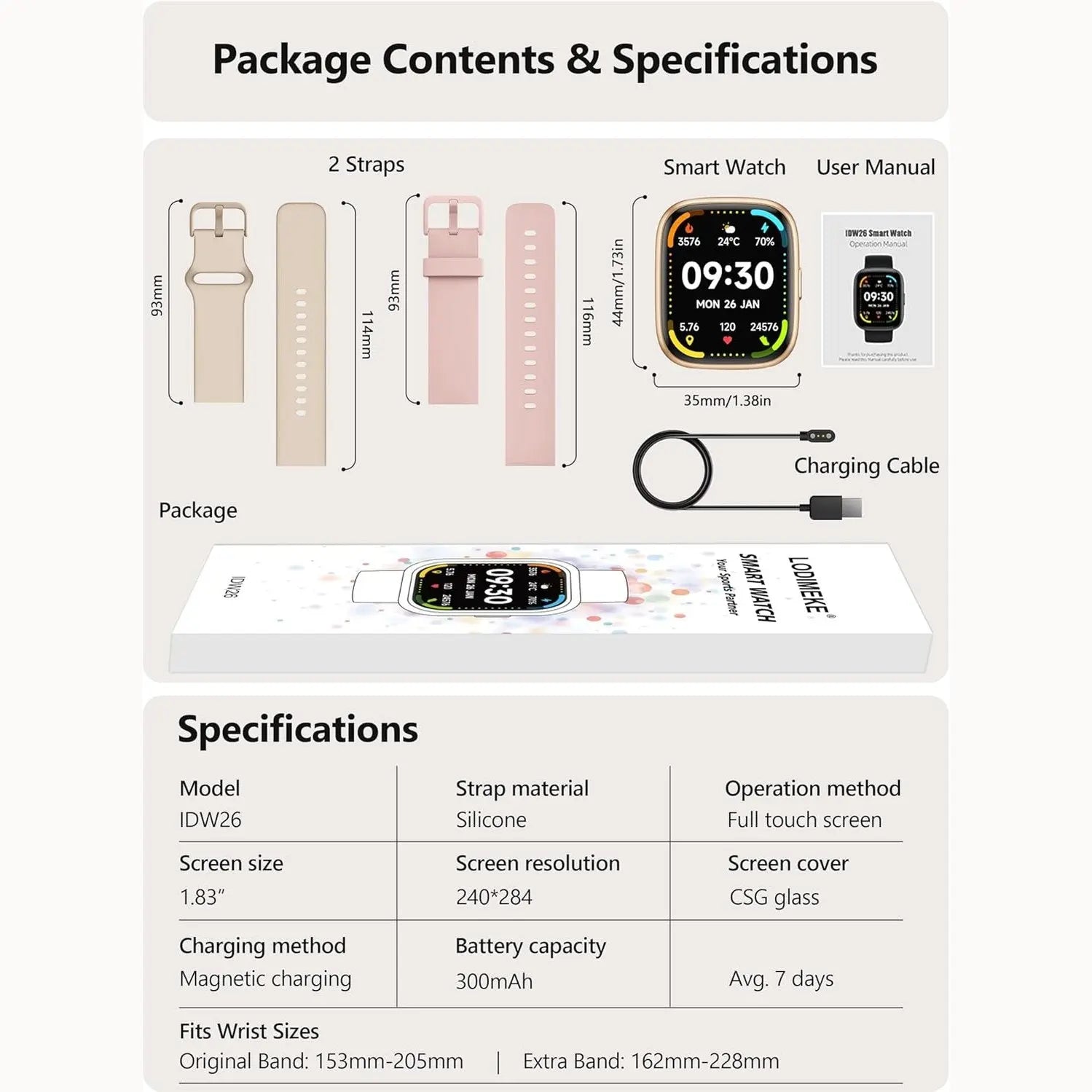 LODIMEKE Smart Watch, Alexa Smartwatch Women Men [2 Bands, 44mm case] Make/Answer Call, HR SpO2 Sleep Stress Monitor Fitness Tracker, IP68 Waterproof Step Counter Watch for Android & iOS Phone
