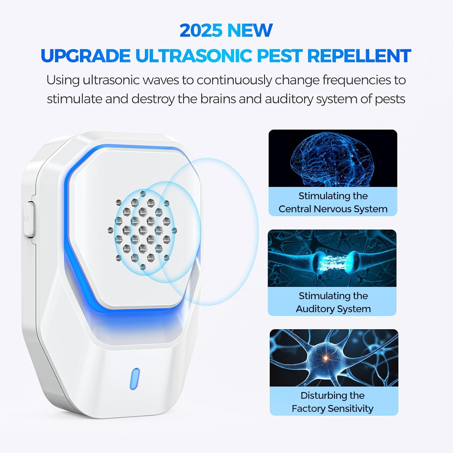 6 Packs Ultrasonic Pest Control Repeller, Electronic Spider Repellent Indoor for Insect Roaches Rodent Ant Bug Mosquito Mouse Repellent Plug in for House Kitchen Garage Warehouse