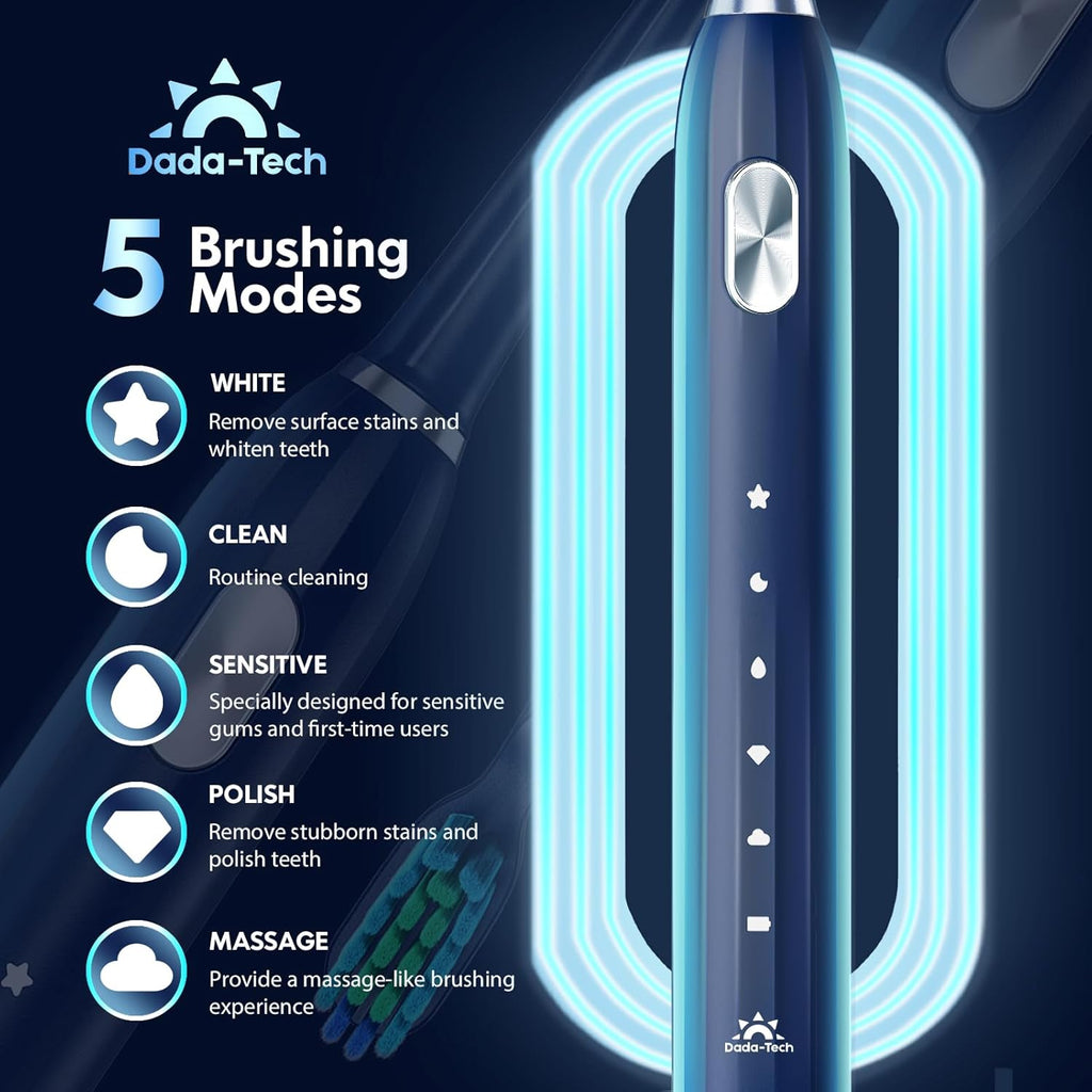 DADA-TECH Electric Toothbrush for Adults and Kids (Blue)