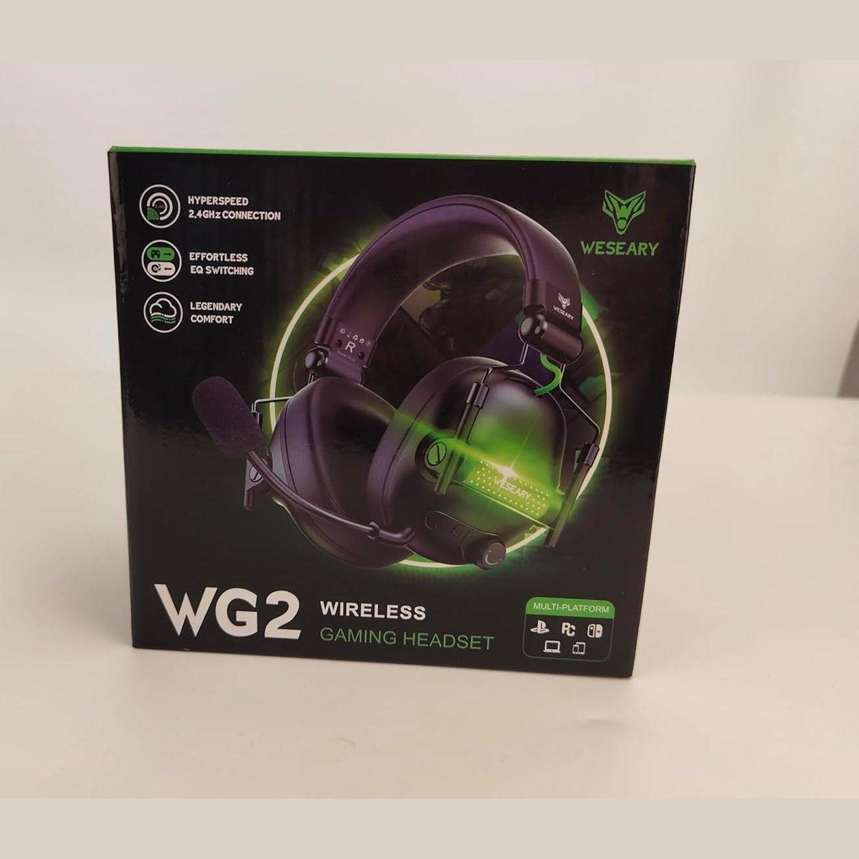 WESEARY WG2 Wireless Gaming Headsets with Microphone for PS5, PS4, PC, Switch, Mac, Crystal Stereo Bluetooth Headphones, PS5 Headset Wireless 2.4GHz with Lossless Audio, 50 Hr Battery, Cool RGB