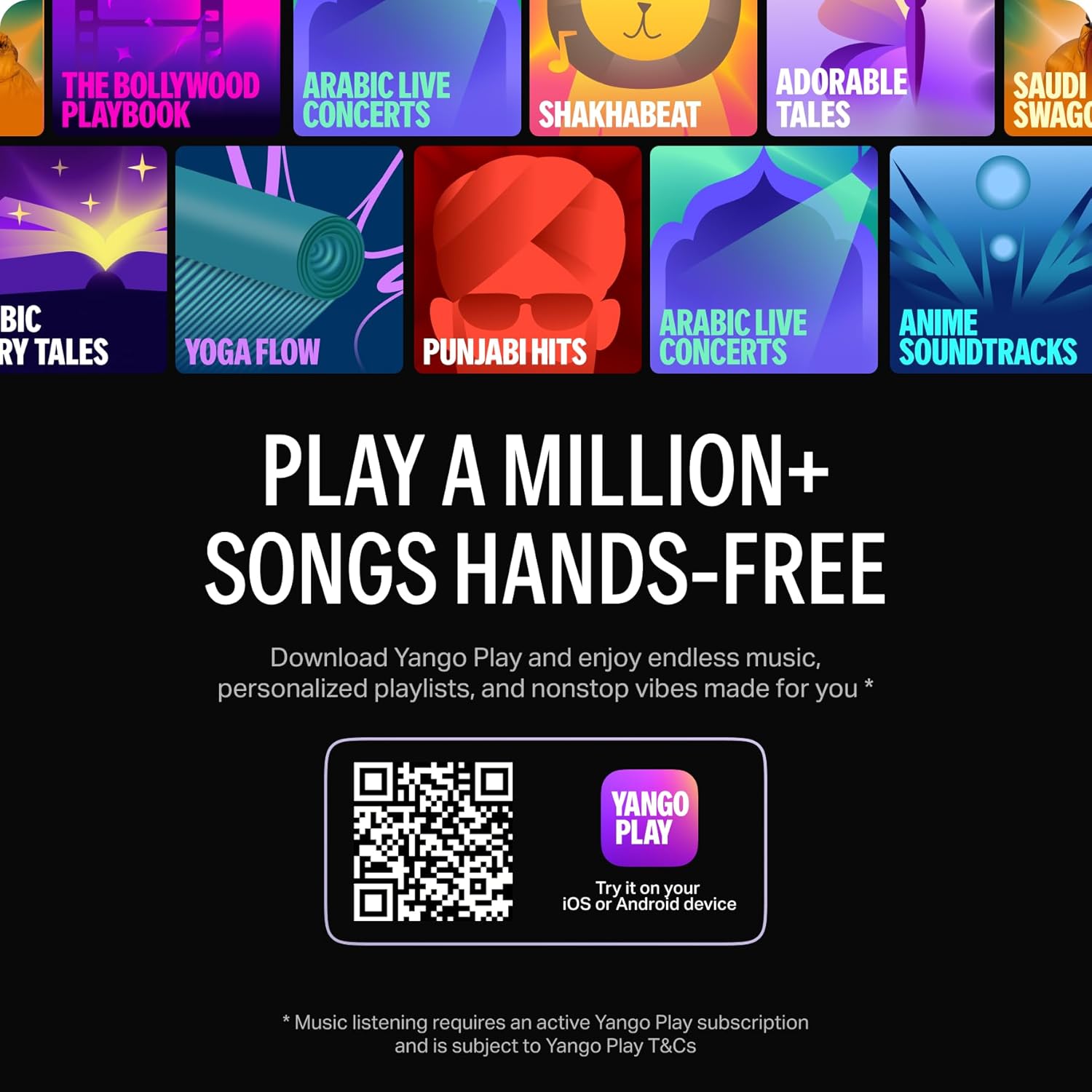 Yango Yasmina Midi | Smart AI Speaker | Premium Sound, Deep Bass & Stereo Pairing | Speaks English & Arabic | YangoPlay unlimited Movies, Series, Music, Quran | Kids Teacher & Translator | Black