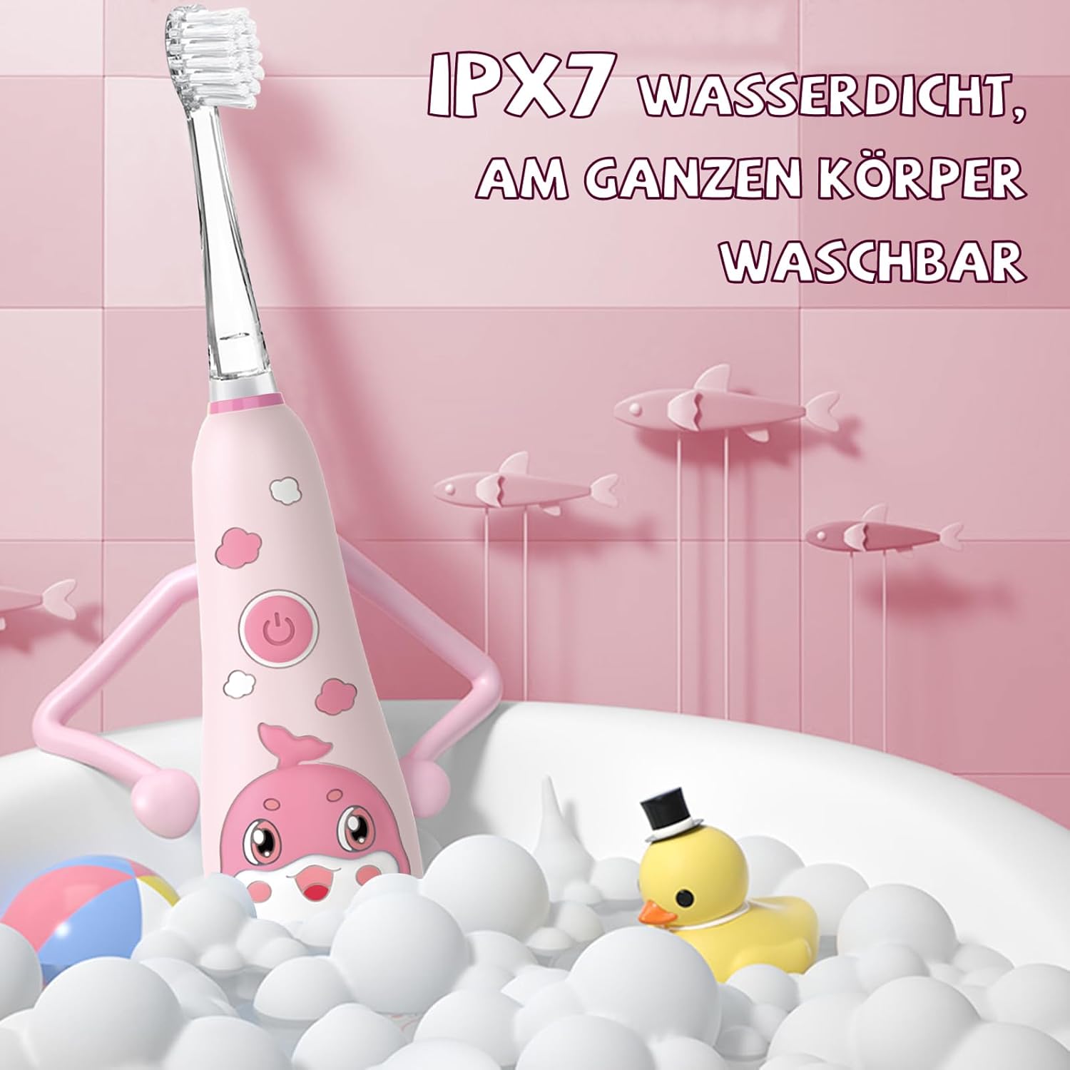 Teeteck SG2139 Electric Toothbrush for Children - Sonic Toothbrush Baby 1-6 Years with Rainbow LED Light, with 2 Brush Heads, Magnetic USB Charging Cable, IPX7 Waterproof, Pink