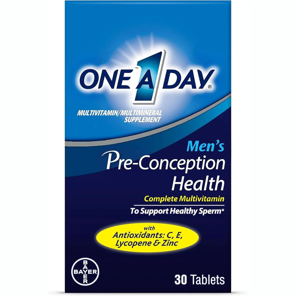 One A Day Men's Pre-Conception Health multivitamin box with Science That Matters logo