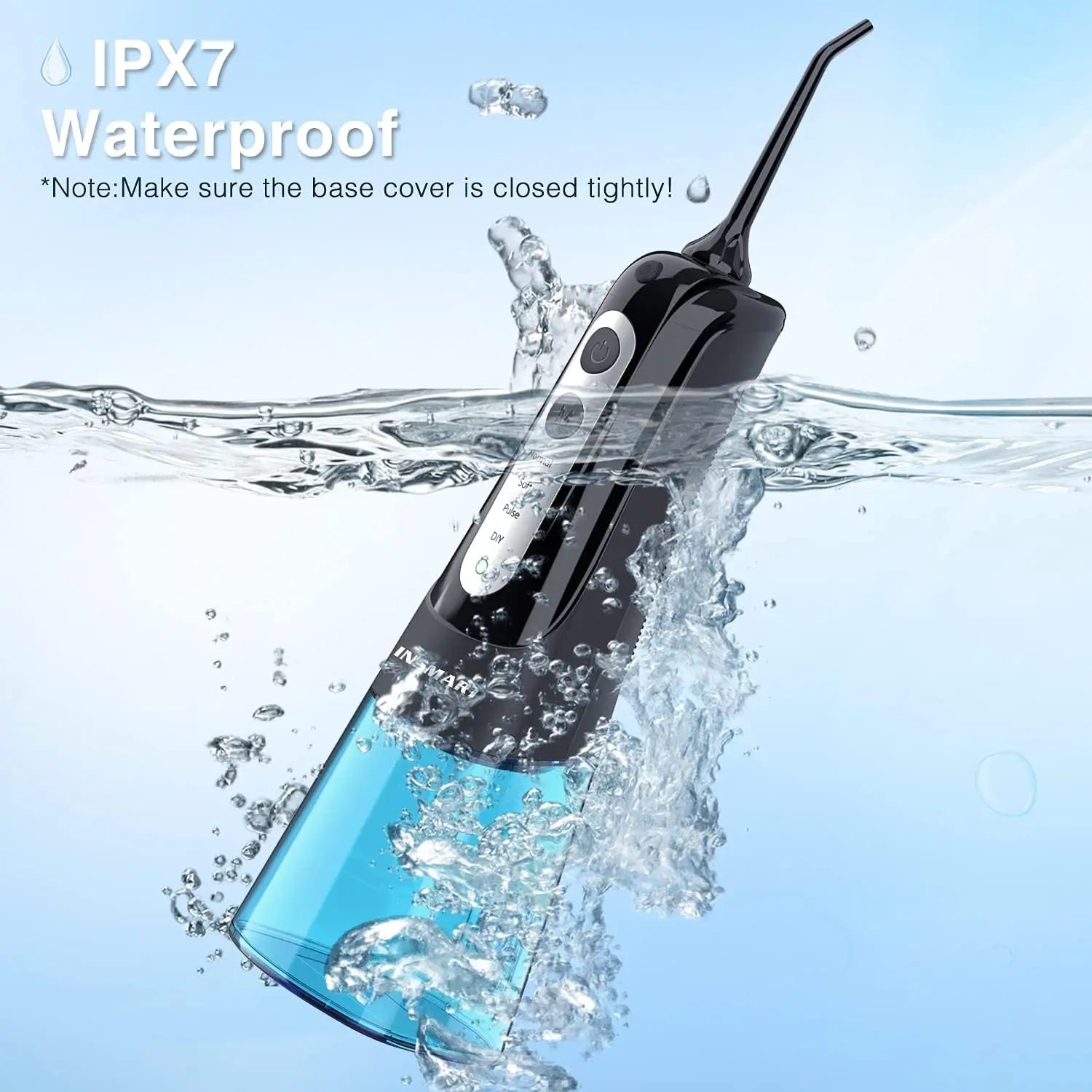 INSMART Cordless Water Flosser Teeth Cleaner, INSMART Professional 300ML Tank DIY Mode USB Rechargable Dental Oral Irrigator for Home and Travel, IPX7 Waterproof 3 Modes Water Flosser for Oral Care