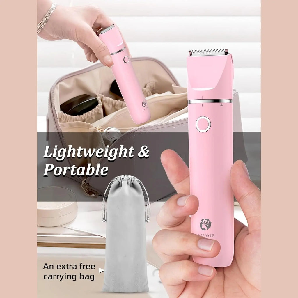 Cayzor Bikini Trimmer and Shaver Kit for Women - 2-in-1 Wet/Dry Electric Body Hair Trimmer Facial Hair Removal Cordless Waterproof Bikini Shaver Razor for Face Lip Chin Pubic Underarm Legs