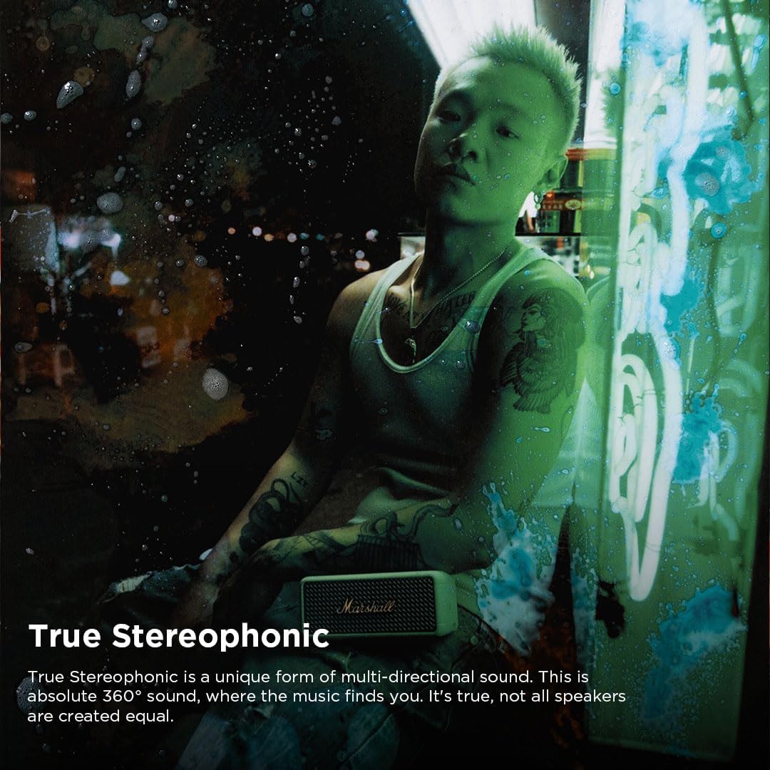 Marshall Emberton III Compact Portable Bluetooth Speaker with 32+ Hours of Playtime, (360° Sound), Dust & Waterproof (IP67) – Cream.