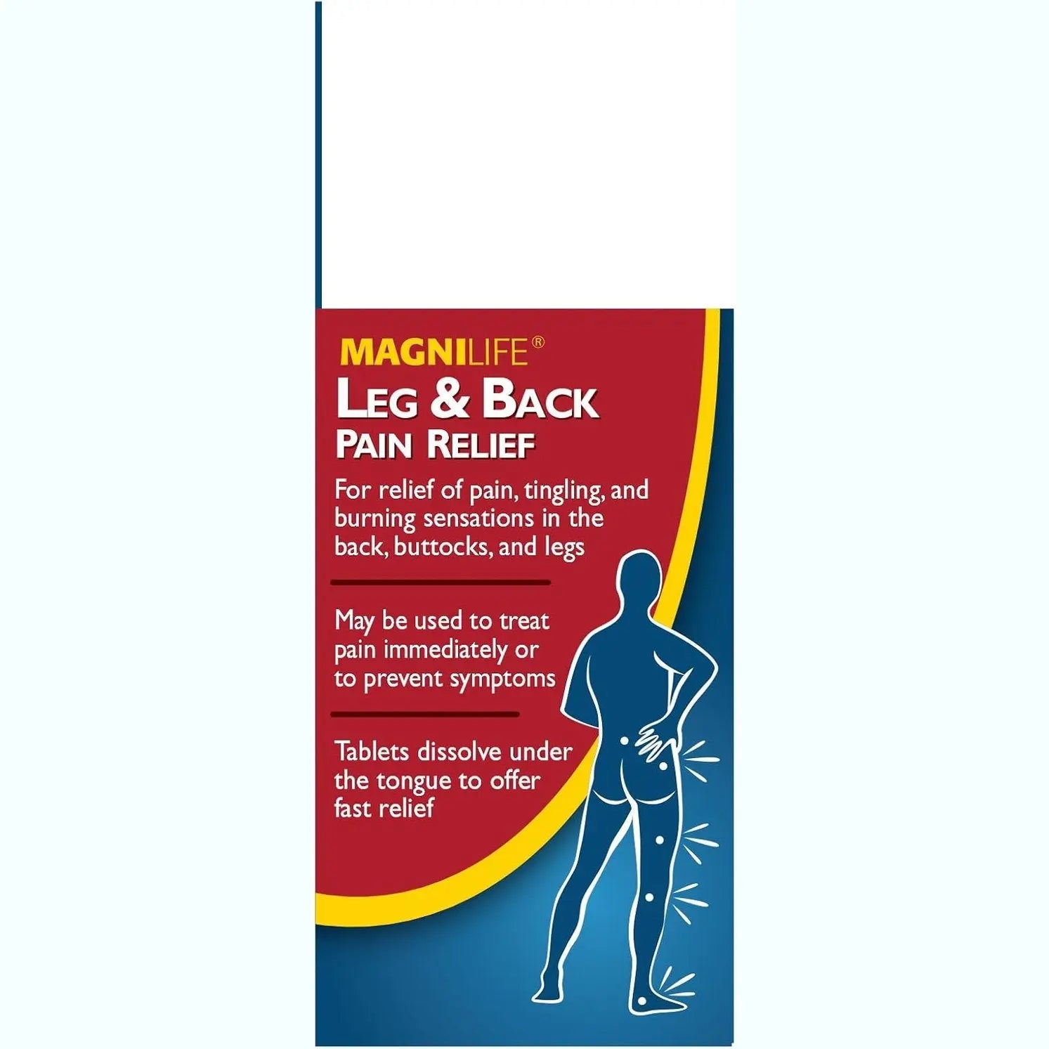 MagniLife Leg & Back Pain Relief Tablets,125 Ct, Fast-Acting Pain Relief Naturally Soothes Burning, Tingling & Stabbing Aches, Symptomatic or Preventative, Non-Habit Forming Quick-Dissolve Tablets