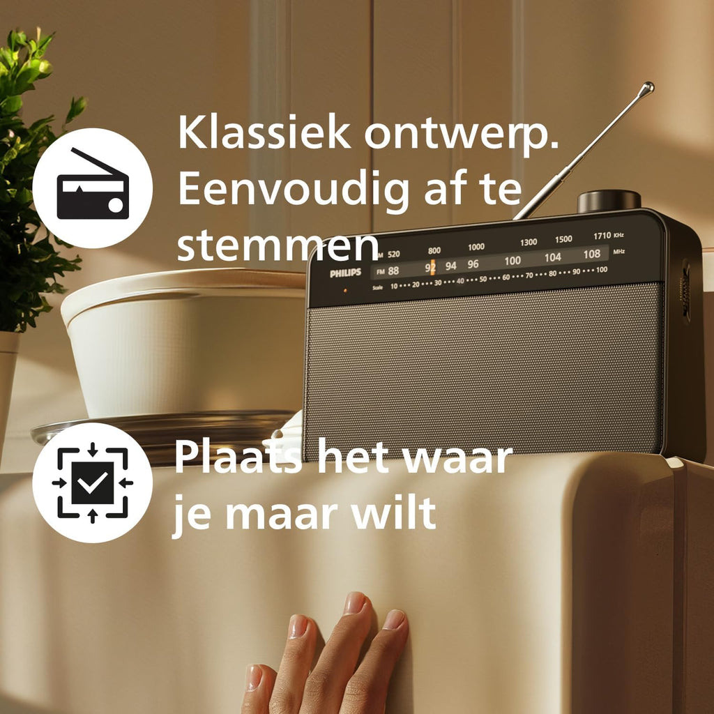 Philips TAR2509 Portable FM/MW Radio, 2024