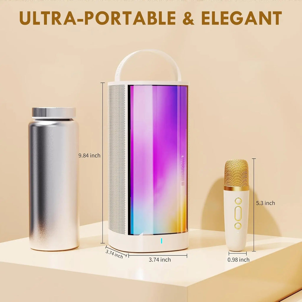 JYX Mini Karaoke Machine for Kids and Adults, Portable Bluetooth 5.3 Karaoke Speaker with 1 Wireless Microphones, Popular Birthday Gifts for Girls Boys Age 3-12+, Singing Machine with Party Lights