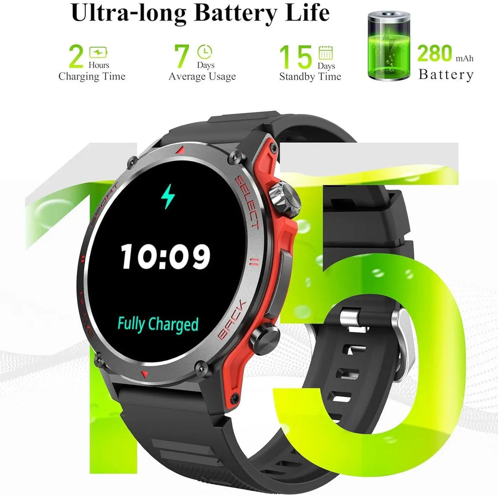 Karsel smartwatch with ultra-long battery life and fully charged status indicator
