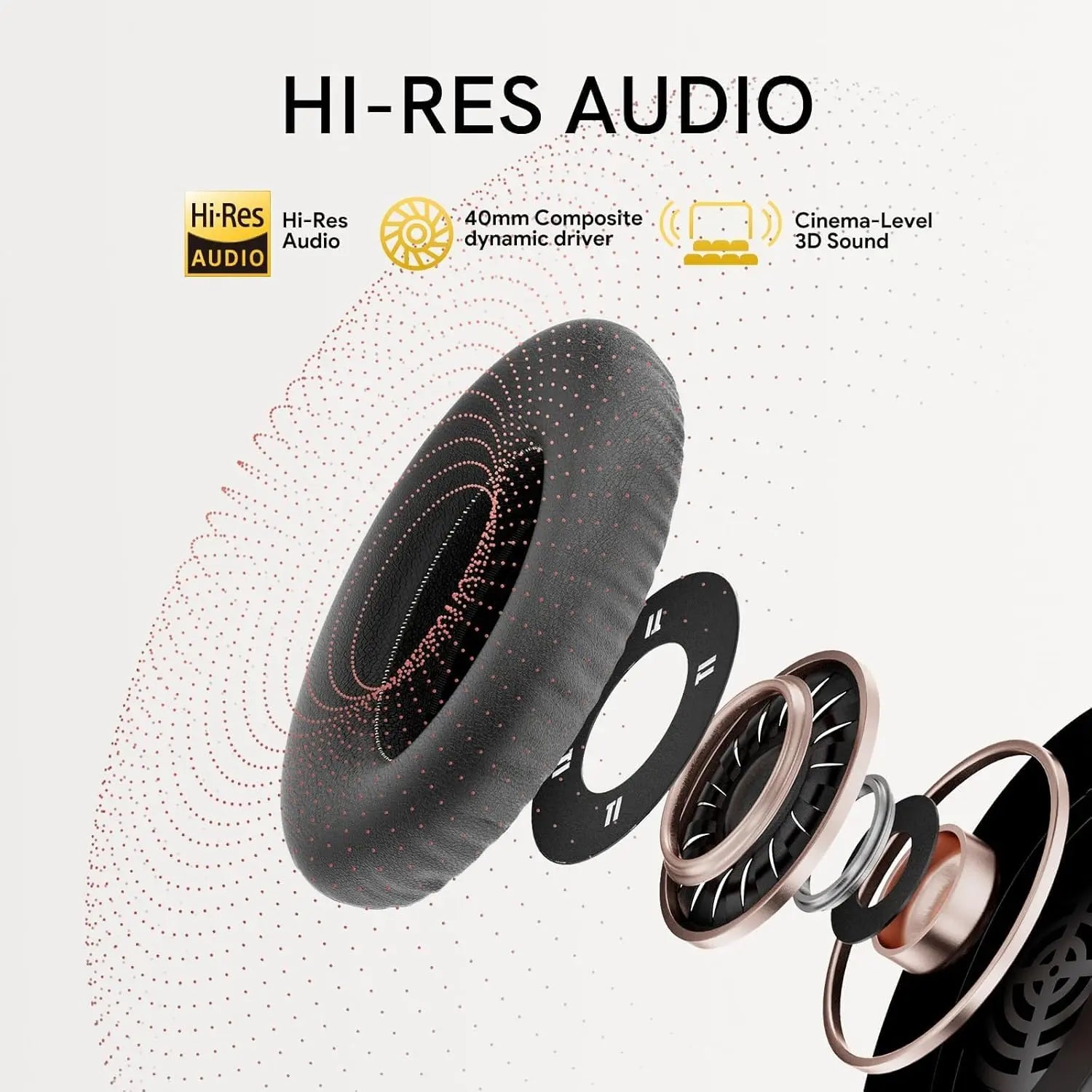 QCY H3 Wireless Bluetooth 5.4 Headphones with Hybrid Active Noise Cancellation, Hi-Res Audio, 60 Hours Playtime, Foldable Over Ear Headphones Compatible with iOS/Android