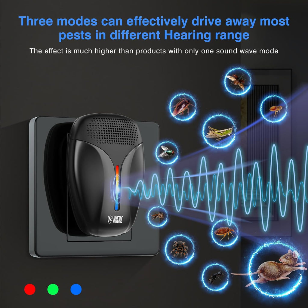 Haycone 2023 Upgraded Version Ultrasonic Pest Repeller, Indoor Ultrasonic Repellent for Cockroach, Rodent, Mouse, Insect, Mosquito, Mice, Spider, Ant, Electronic Pest Control,