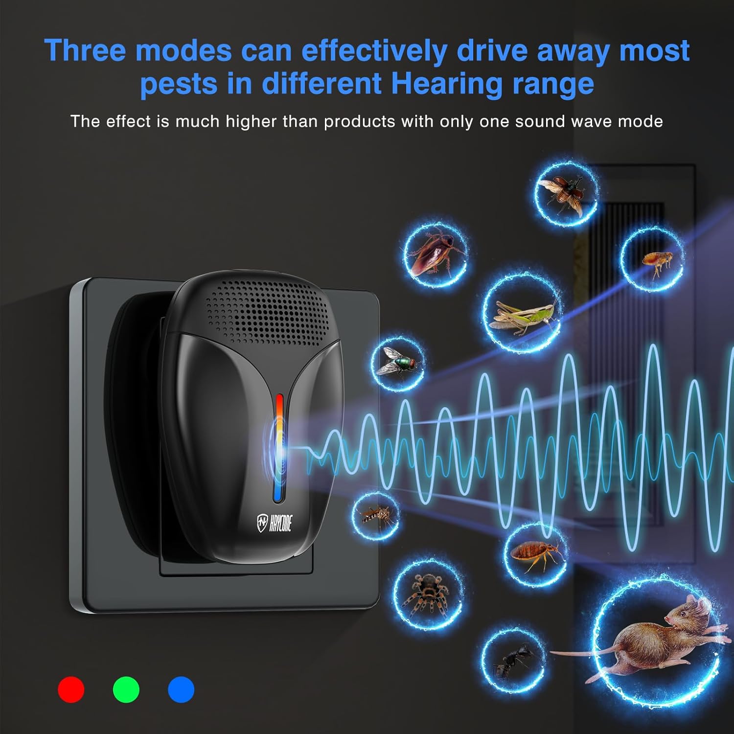 Haycone 2023 Upgraded Version Ultrasonic Pest Repeller, Indoor Ultrasonic Repellent for Cockroach, Rodent, Mouse, Insect, Mosquito, Mice, Spider, Ant, Electronic Pest Control,