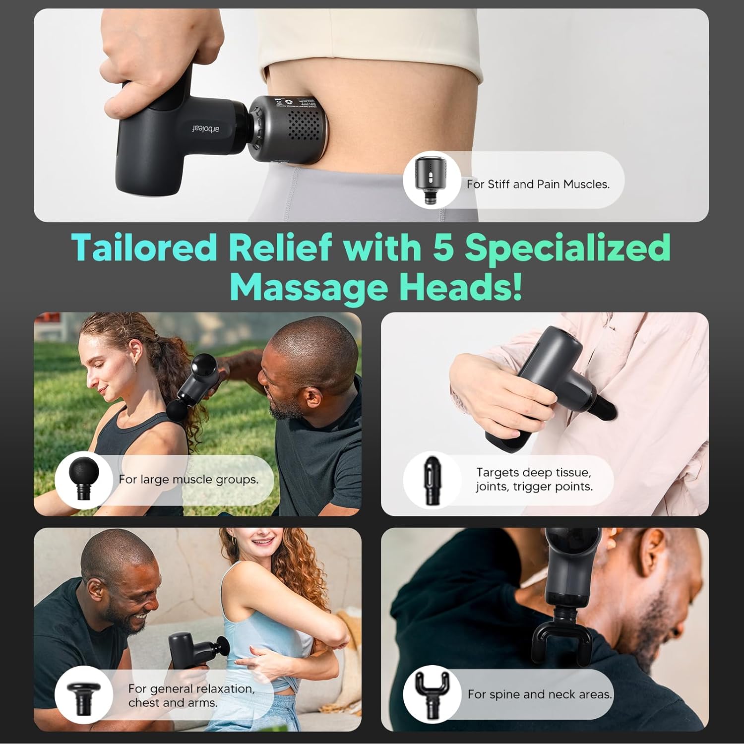Mini Massage Gun Heat and Cold, arboleaf Portable Massage Gun Deep Tissue with Case, 3200rpm Powerful Muscle Massager Gun for Back and Neck Pain Relief, Super Quiet, Type-C Charging