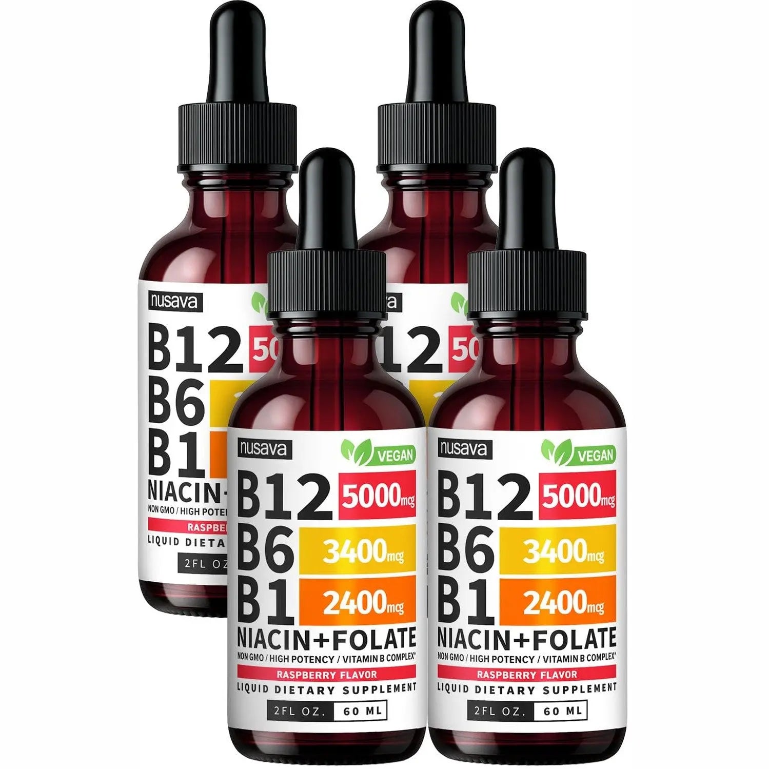 (2 Pack) Vitamin B12 and B6 Liquid Drops, B12 Sublingual Vitamin B Complex - B 12 Vitamin 5000mcg - B12 Methylcobalamin for Energy, Brain, Heart Support with 27,200 mcg, Crimson Orange, 80 Servings