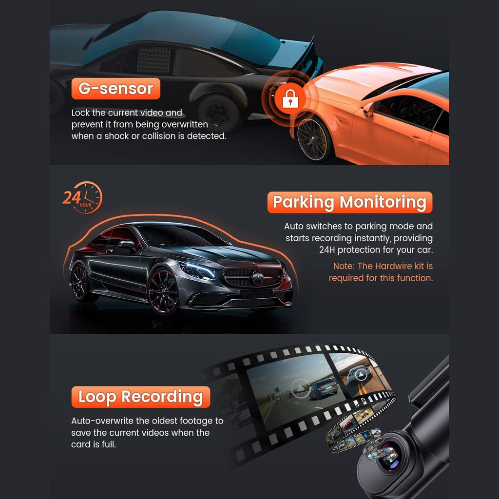 BESTSEE Dash Cam Front, 1080P Mini WiFi DashCam for Cars, Car Camera Dash with 0.96" mini screen Parking Monitor, Super Night Vision, 170° Wide Angle, App Control, G-Sensor, Easy Installation