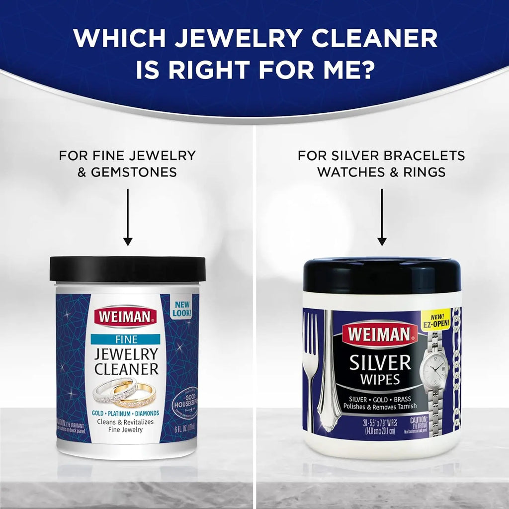 Weiman Jewelry Cleaner Liquid – Restores Shine and Brilliance to Gold, Diamond, Platinum Jewelry and Precious Stones – 7 Ounce