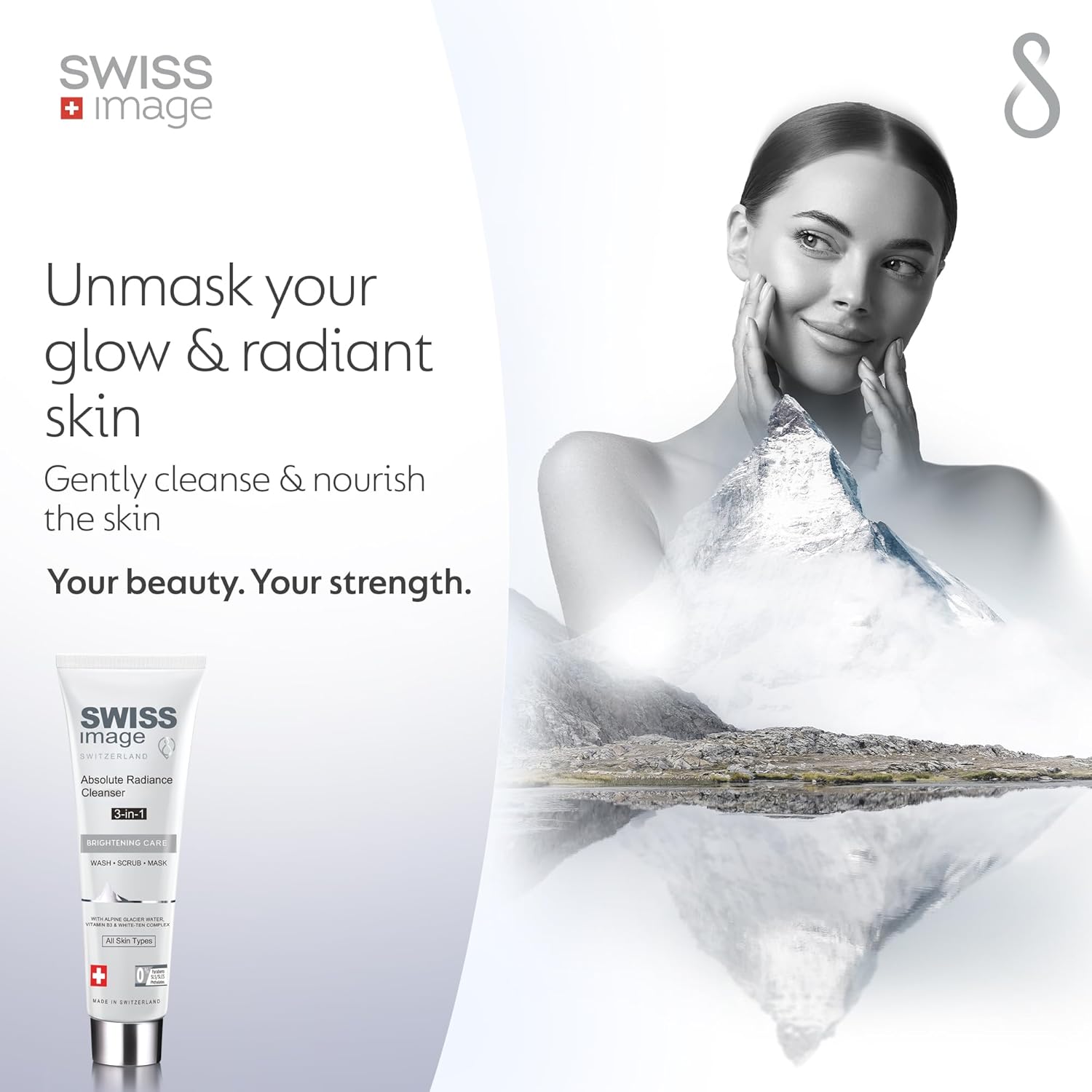 Swiss Image Brightening 3-in-1 Face Wash, Scrub & Mask with Niacinamide 100 ml | Deep Cleanses, Exfoliates & Protects Skin | Reduces Dark Spots & Pigmentation |For All Skin Types | Swiss Made