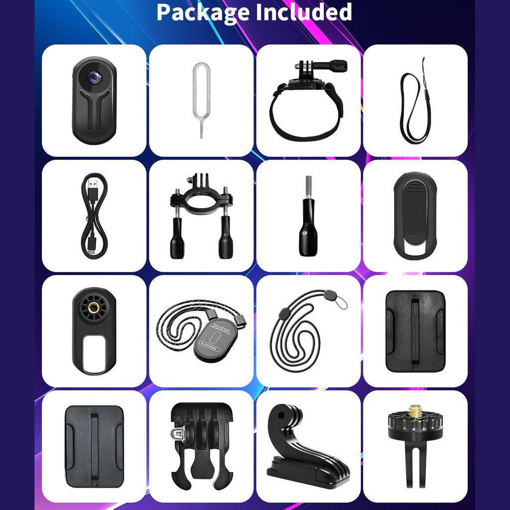 Nisanuki Mini Action Cam, 120° Action Camera Sports Camera with Screen, 1080P HD Body Cam Magnetic Camera with Night Vision Camcorder for Motorcycle Helmet Bike Inch Vlog