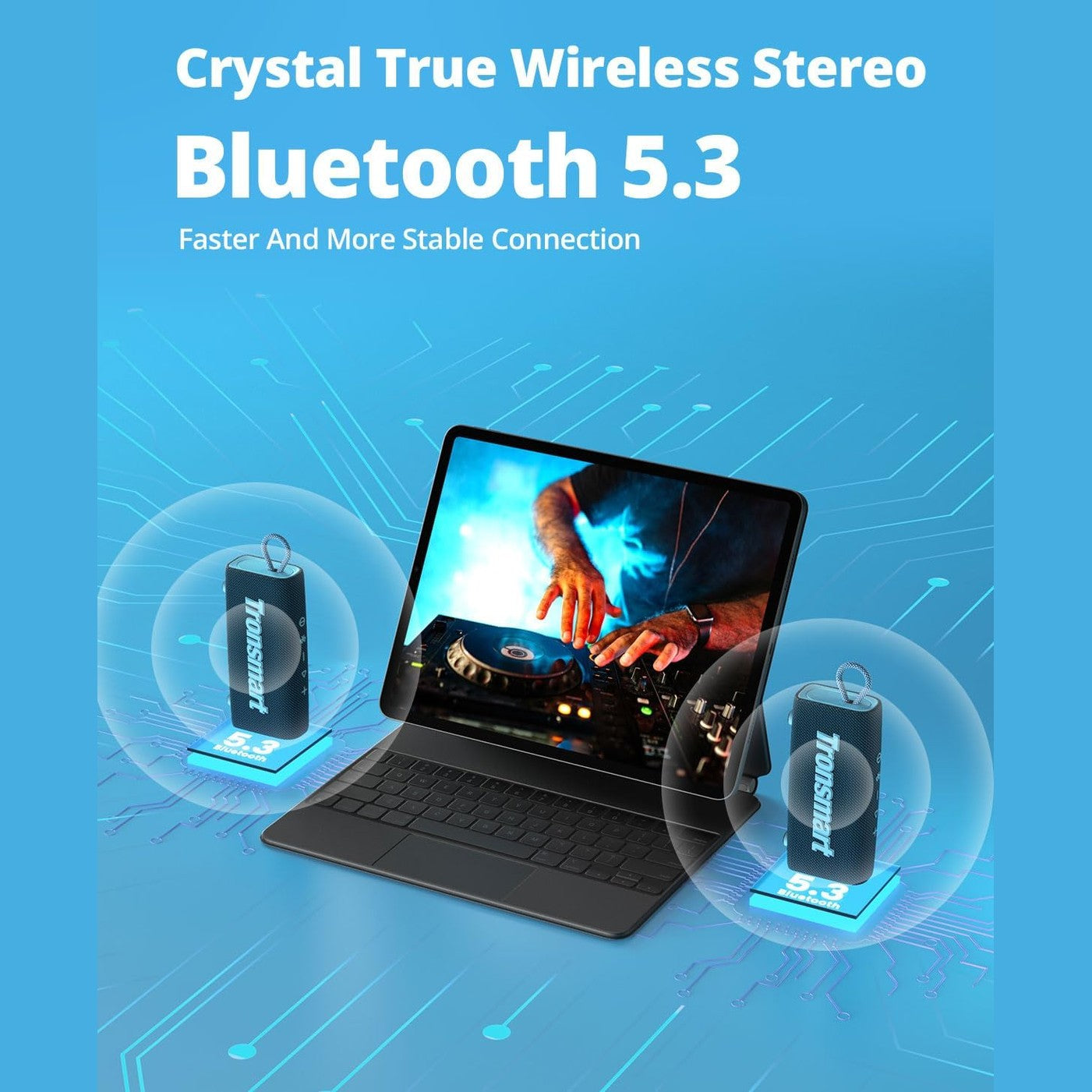 Tronsmart Portable Bluetooth Speaker, Trip Mini Speaker with Bluetooth 5.3, 20H Playtime, AUX, Mic, IPX7 Waterproof Speakers, Wireless Outdoor Speakers for Beach and Bike Travel - Blue