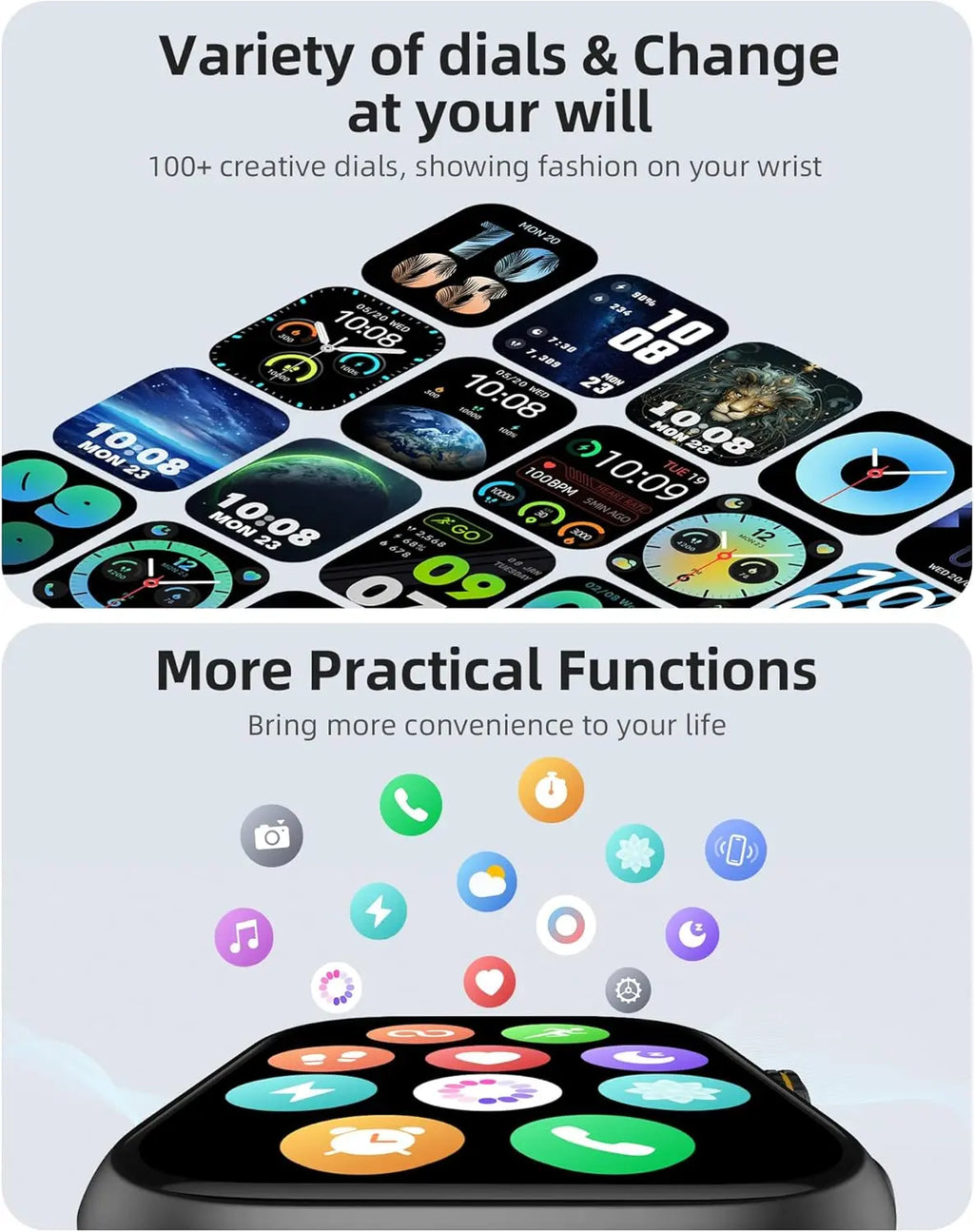 Parsonver smartwatch variety of 100+ creative watch faces and app functions