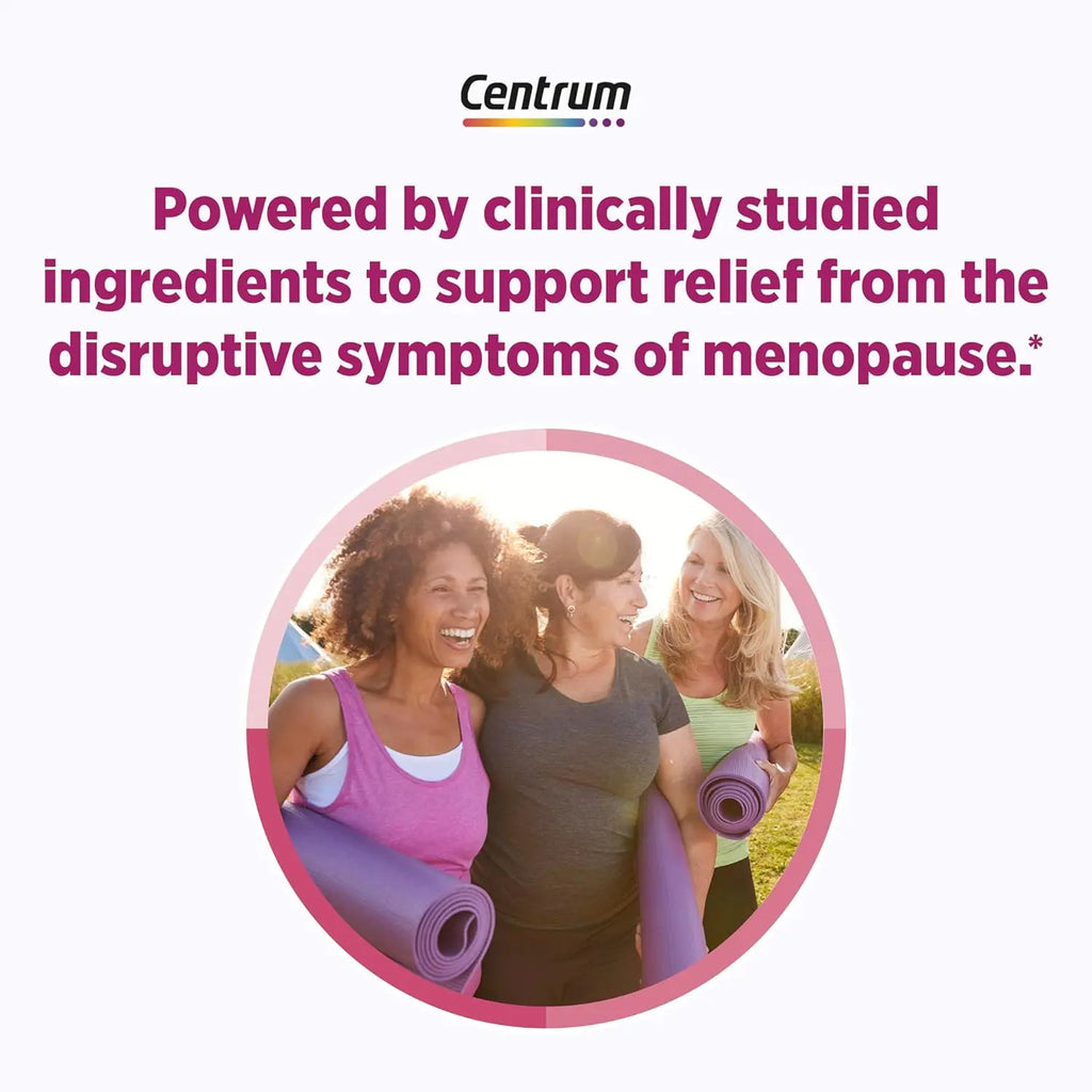 Centrum Complete Multivitamin Supplement + Hot Flash Support Menopause Support Tablets, with Clinically Studied geniVida, 30 Count