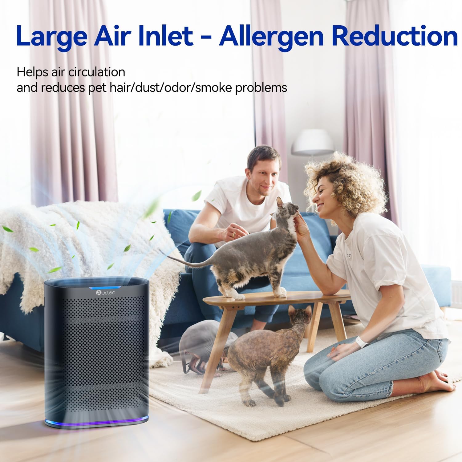 HEPA14 Auto Air Purifiers for Home Cover 2,100 Sq.Ft, Silently Air purifier For Large Room With 7 Colors Light & Fragrance, Air cleaner Filter of Smoke, Dust, Pet Dander, Pollen, Odor, Mold