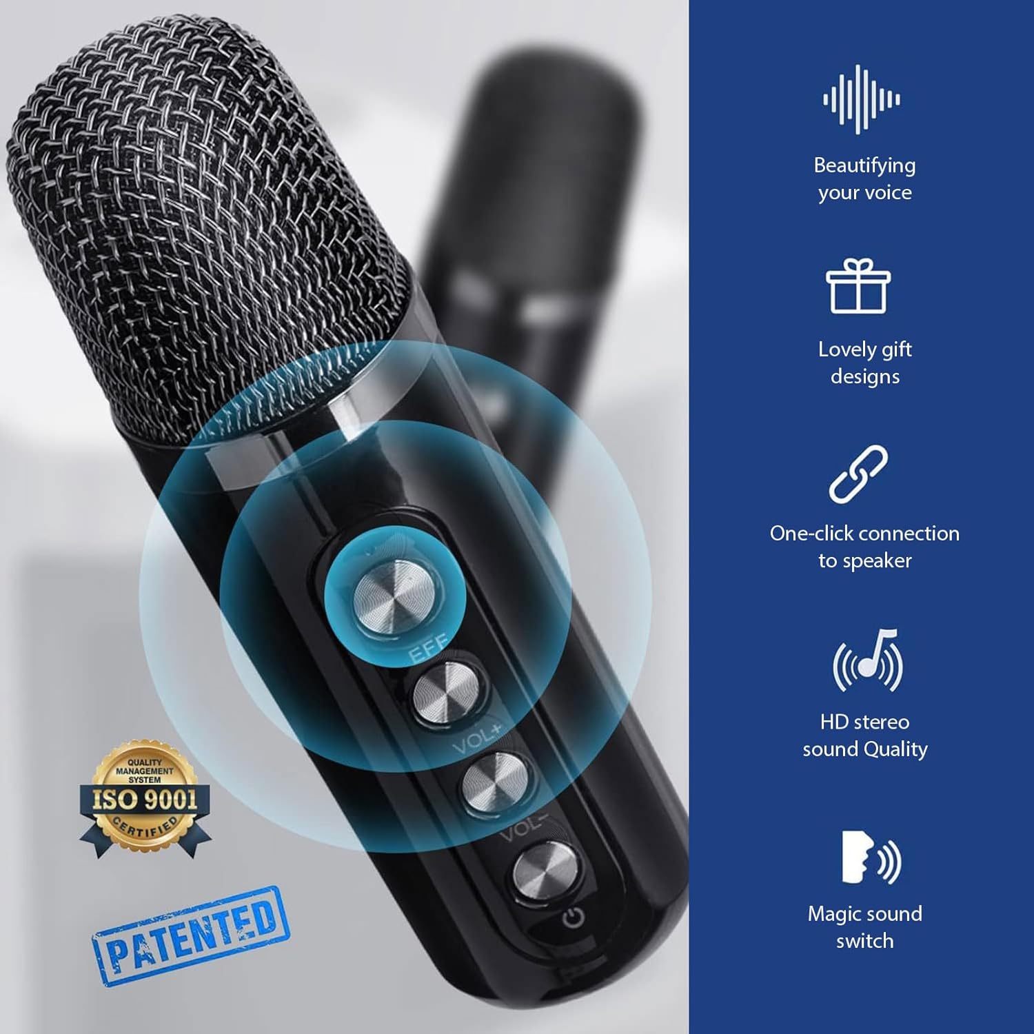 Karaoke Machine For Kids/Adults, Portable Bluetooth PA Speaker System With 2 Wireless Microphones For Home, Party, Metting, Dynamic LED Lights, Support TF/USB/AUX