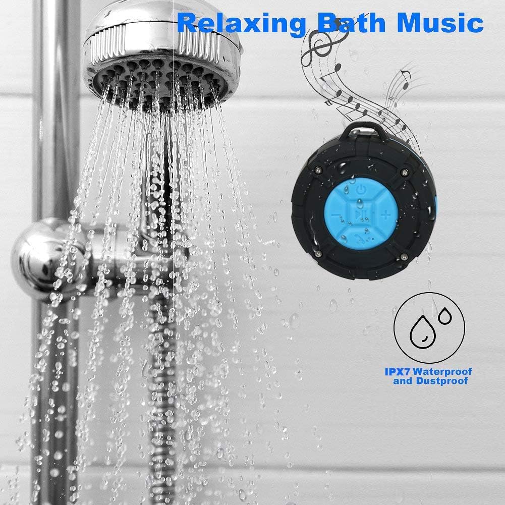 Shower Speaker Waterproof IPX7 Bluetooth Speaker with Suction Cup & Hook - Shower Radios, Waterproof Speaker with Louder HD Sound for Bathroom, Pool, Beach, Outdoor