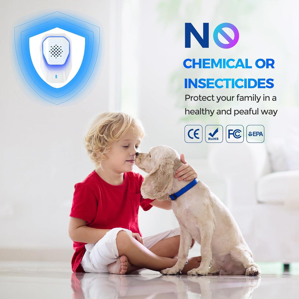 6 Packs Ultrasonic Pest Control Repeller, Electronic Spider Repellent Indoor for Insect Roaches Rodent Ant Bug Mosquito Mouse Repellent Plug in for House Kitchen Garage Warehouse