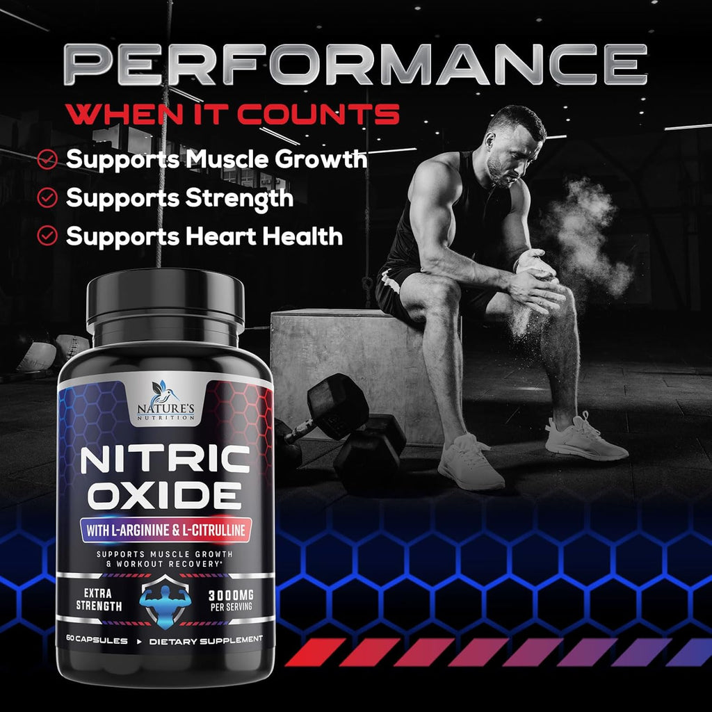 Man preparing for workout with Nitric Oxide supplement supporting strength and heart health