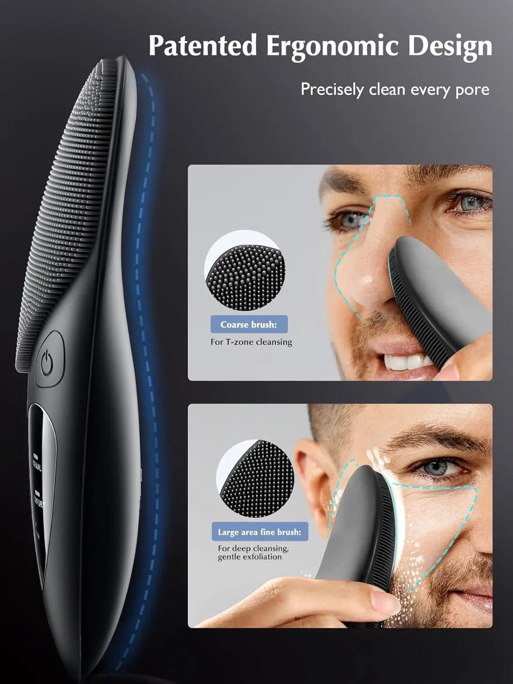 COSLUS Facial Cleansing Brush Face Scrubber: IPX7 Waterproof Rechargeable Face Wash Brush, 4 Cleansing Modes with Eye Protection, Electric Silicone Cleanser Spa for Cleaning, Exfoliating, Massaging