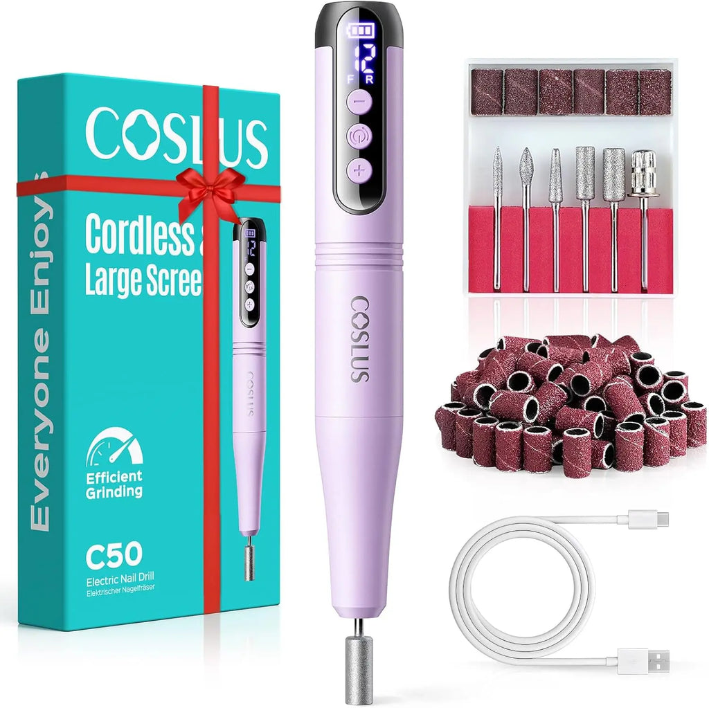 COSLUS Nail Drill, Portable Cordless C50,Purple
