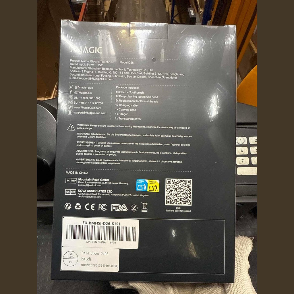 Electric Toothbrush, Sonic Toothbrush, Electric Toothbrush with 6 Modes, 3 Intensities, 40000VPM, IPX7, Toothbrush with 90 Days Battery Life and Timer, Black