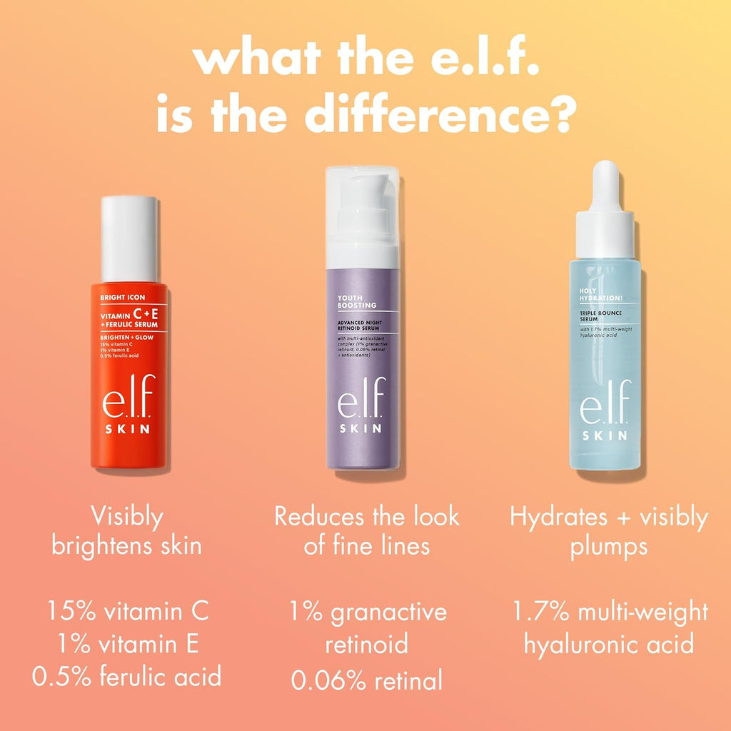 e.l.f. SKIN Bright Icon Vitamin C + E + Ferulic Serum, Brightening & Soothing Face Serum, Helps Even Skin Tone, Vegan & Cruelty-Free, 30ml
